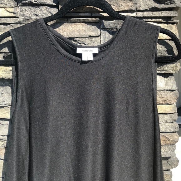 Helmut Lang Sync  Sleeveless Draped Jersey Dress in Black - Picture 7 of 8